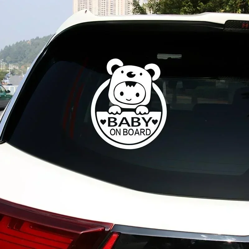 Baby On Board Sign Car Window Bumper Decal Sticker Reflective Car Stickers Cute Cartoon Stickers Car Accessories