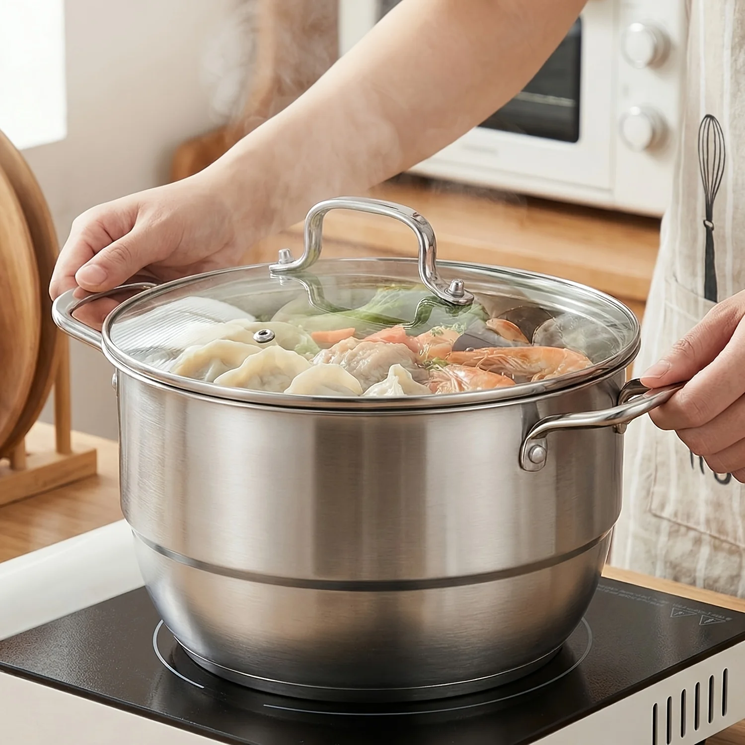 

Stainless steel thickened soup pot, suitable for soup, porridge, cooking, compatible with gas stove and induction cooker