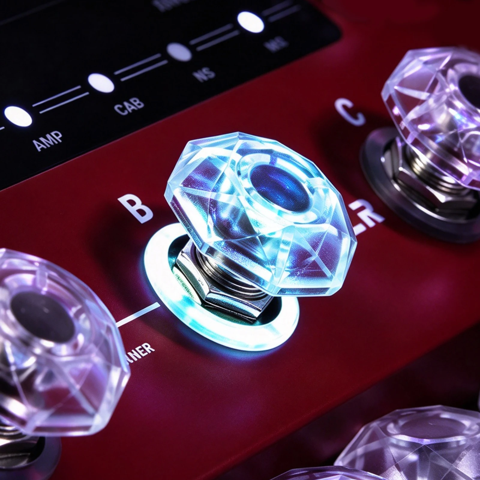 Guitar Pedal Footswitch Toppers, Diamond Cut Crystal Clear Anti-Slip Scratch Resistant Effect Pedal Caps for Guitar Bass Pedal B