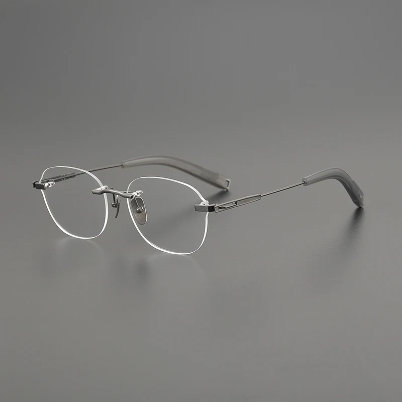 Quality Acetate Titanium Square glasses frame DTX-425 Business elite men's frameless glasses can be customized Lens