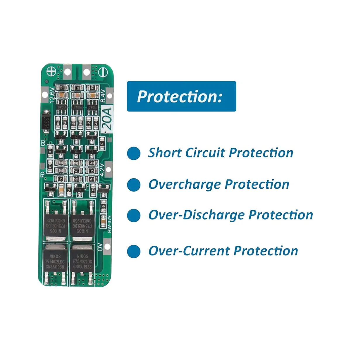 Módulo do carregador de bateria do lítio, placa da proteção do BMS, 3S, 20A, 11.1V, 12V, 12.6V, 18650, 10 PCes