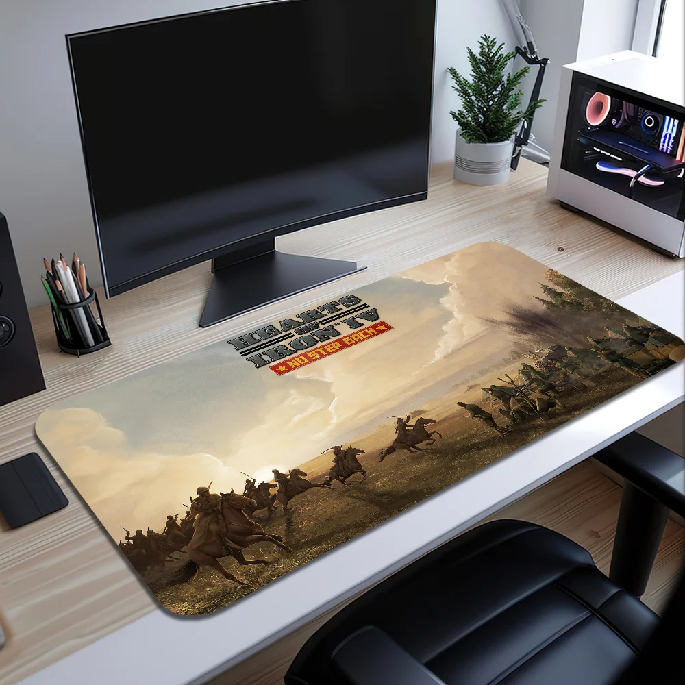 H-Hearts of Iron 4 Mouse Pad Desk Mat Large Non-slip Anti-fray Keyboard Ergonomic Office Rubber PC Home Custom