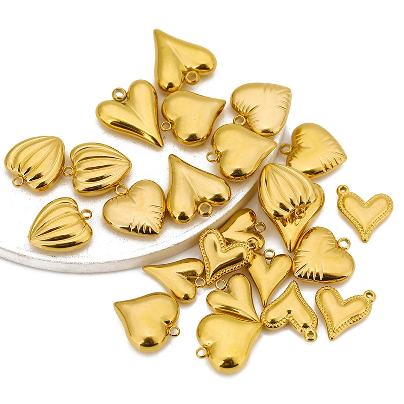 5pcs Stainless Steel Solid Big Heart Charms Pendants for DIY Drop Earrings Making Jewelry Findings Necklace Bracelets Supplies