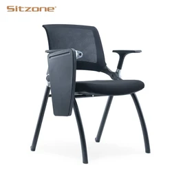 Sillas plegables de aula para adultos, silla de entrenamiento de conferencia con almohadilla de escritura, tableta