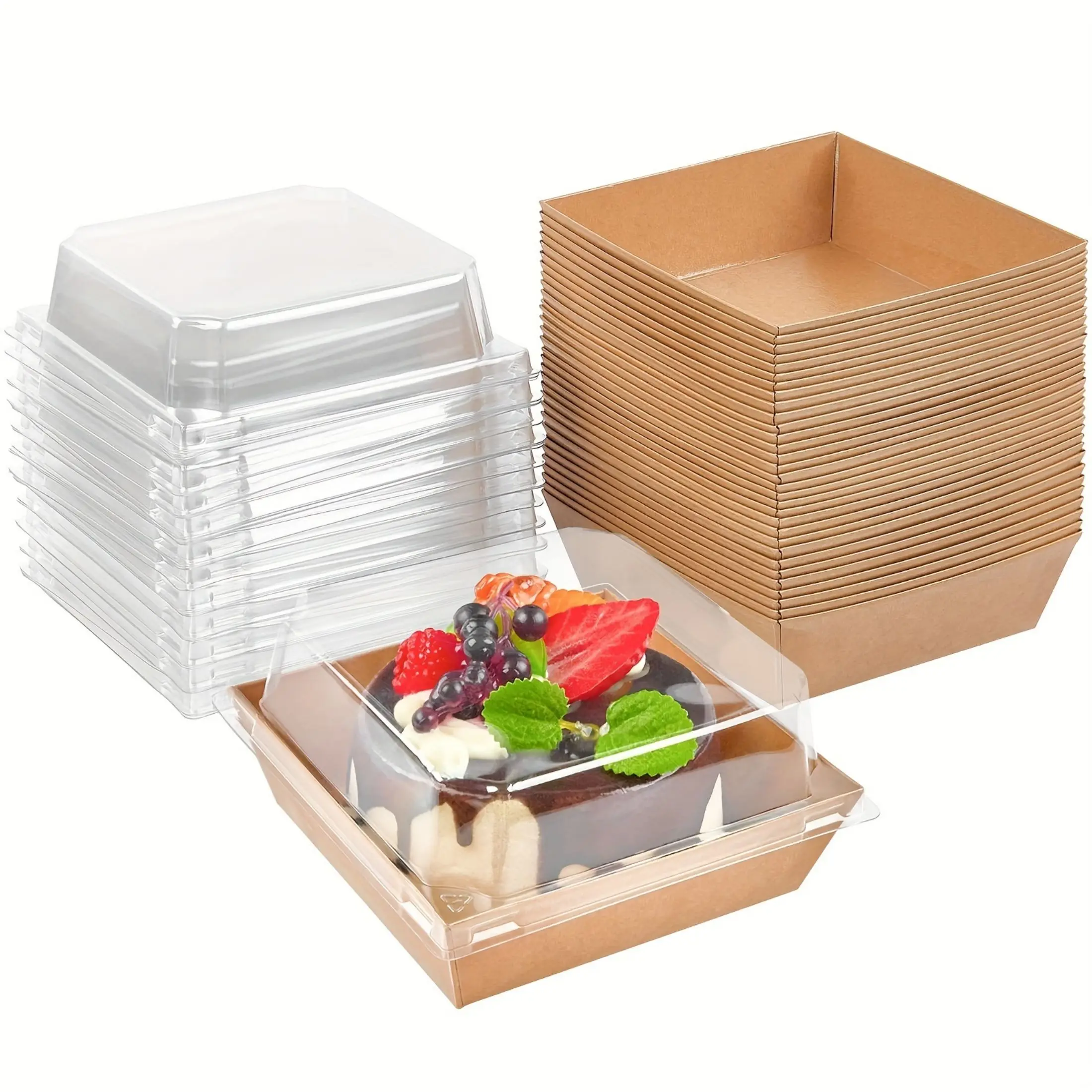 25pcs Charcuterie Boxes With Clear Lids,Dessert Boxes Food Containers Rectangle Baked Pastry Packaging Box,Packaging Paper Box