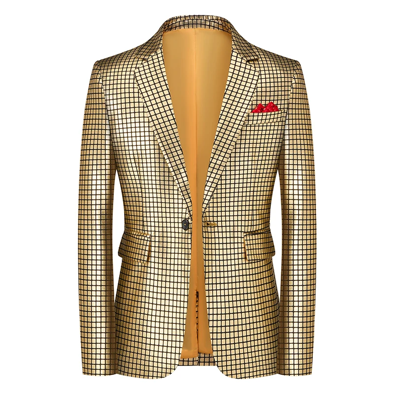 

Spring/Summer New Trend Check Suit, European Size, Fashionable Shirt, Large Size Casual Jacket, Single Suit for Men