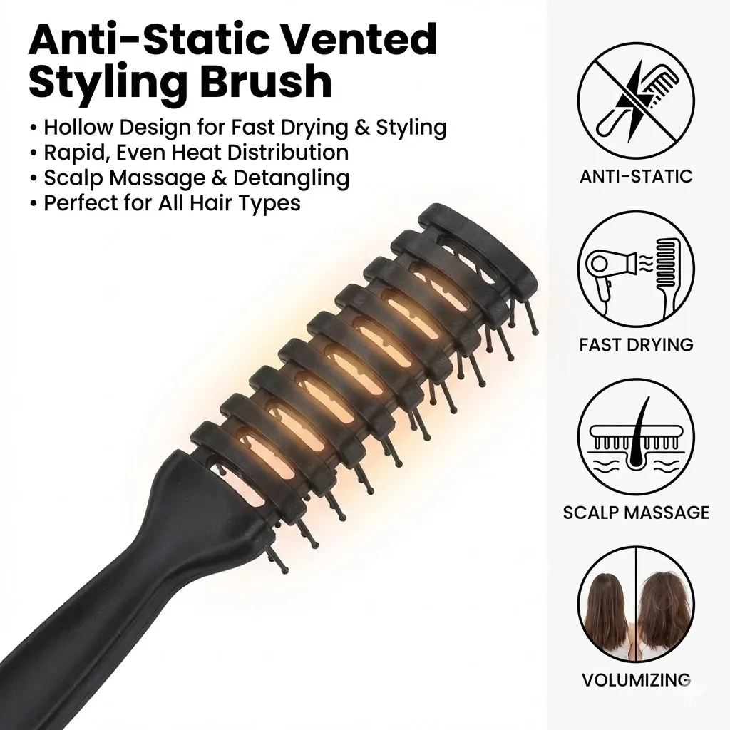 Antistatic Volumizing Hair Comb - Salon-Use Professional Ribbed Styling Comb, Unisex Home Scalp Massage Comb (Wholesale)