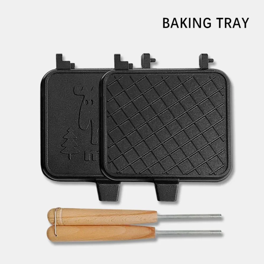 Sandwich Frying Pan Removable Wooden Handle Outdoor Camping Sandwich Muffin Baking Pan Home Pans Kitchen Accessories