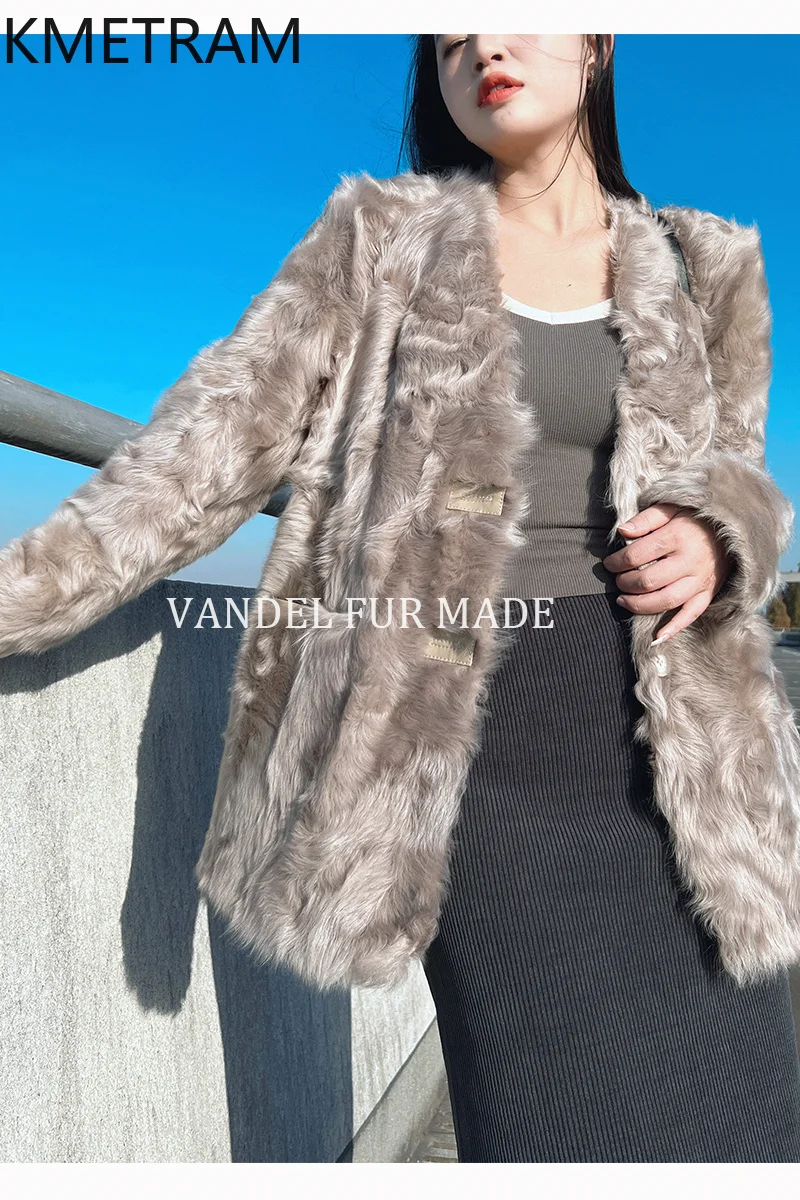 Natural Wool Sheepskin Double Faced Fur Jacket Woman Luxury V-neck Real Fur Coat High Quality Winter Clothes 2025 шуба женская
