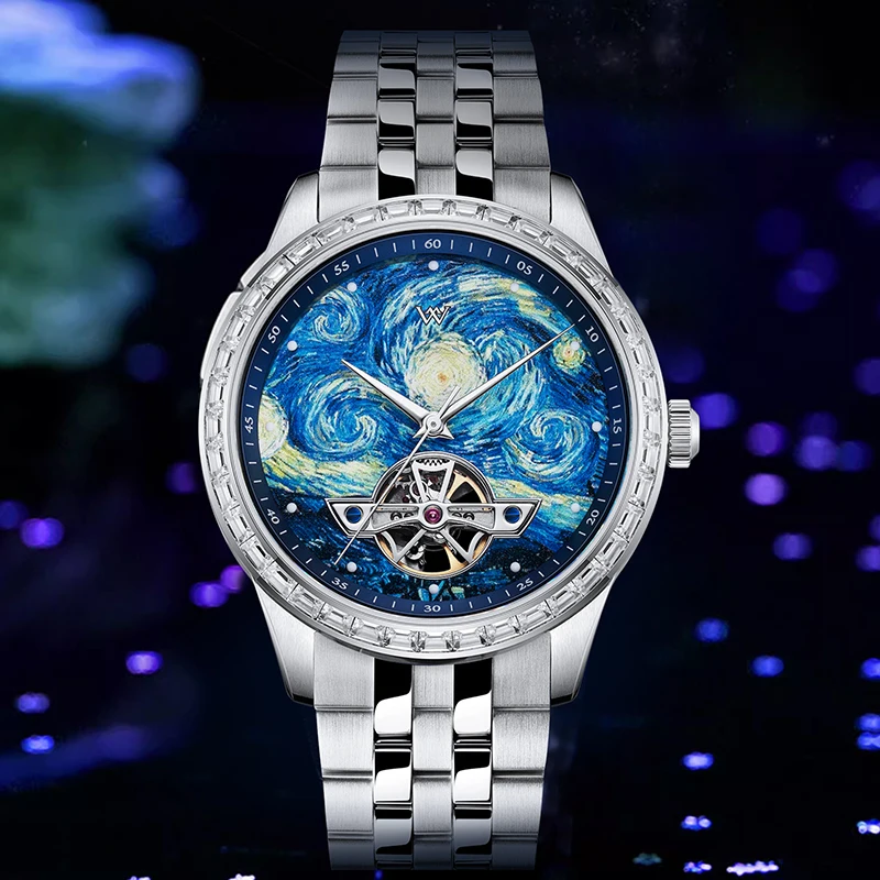 WM Watch Waterproof Skeleton Mechanical Watch with Sapphire Crystal and Stainless Steel Case, Welly Merck 146M