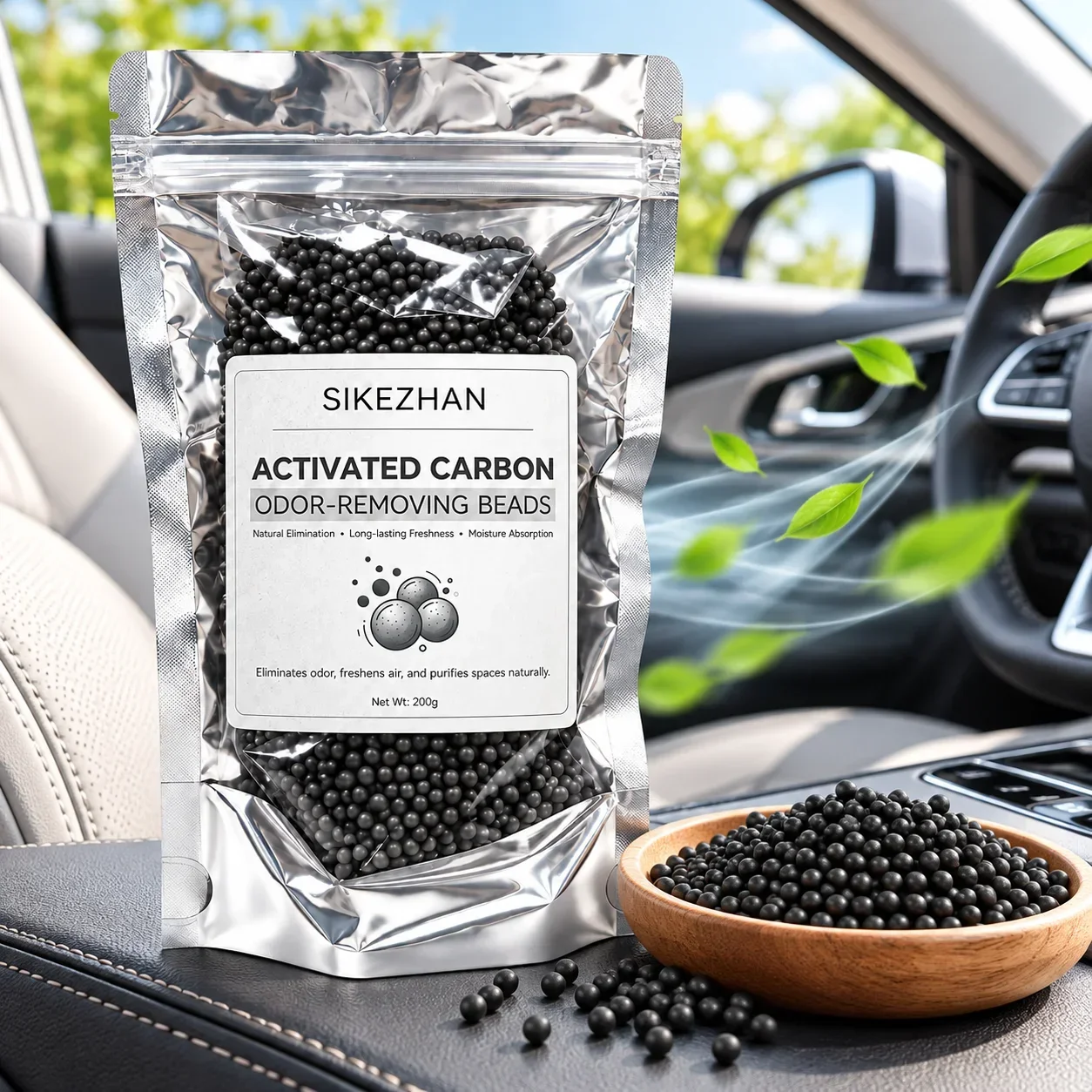 Activated Carbon Odor Removing Beads with Mesh Bags, Moisture Absorber Charcoal Air Purifying Set for Car Closet Home 200g-1000g