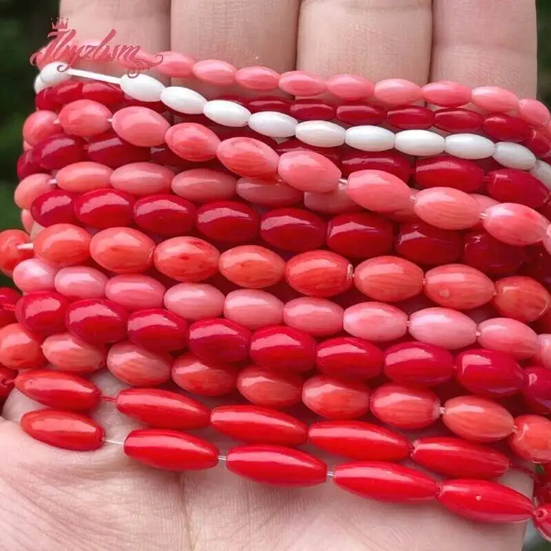 Natural Oval Coral Stone Beads For Necklace Bracelets Earring Jewelry Making Spacer Strand 15\