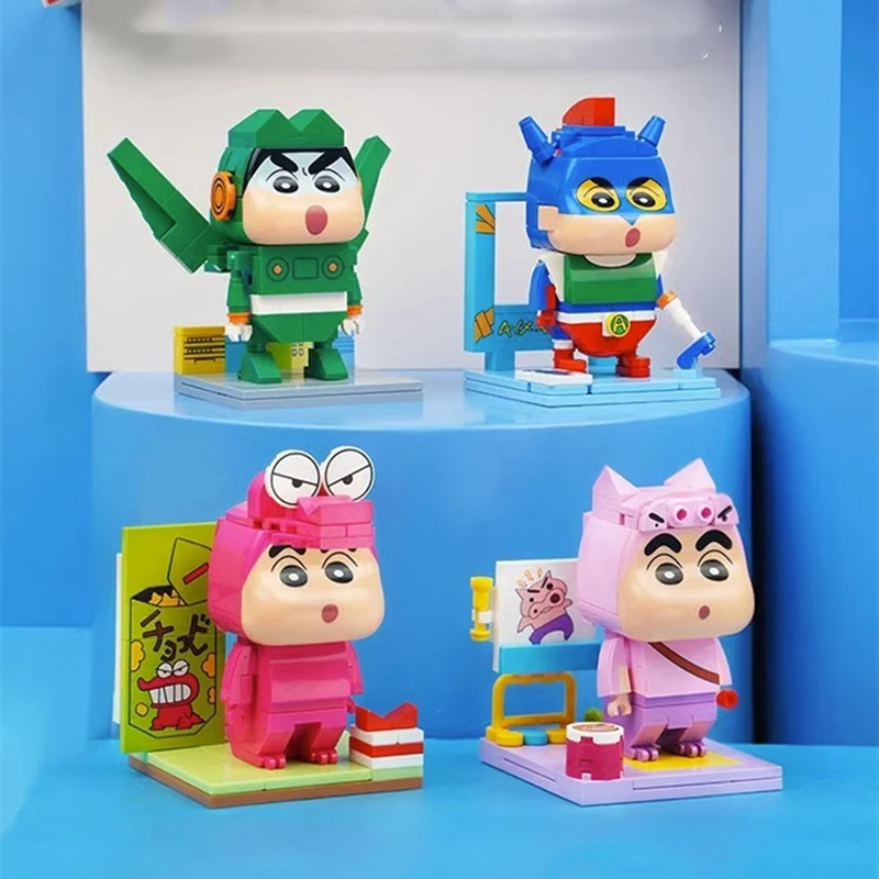 Genuine keeppley Crayon Shin-chan building blocks cosplay series Action Kamen model educational splicing children's toys kawaii