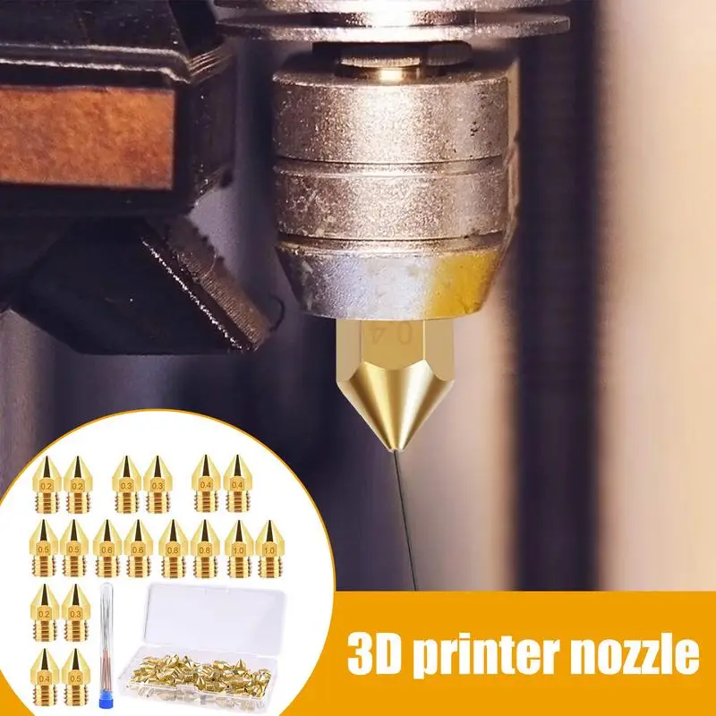 3D Printer Head Brass Nozzles 70 Pieces 3D Printer Nozzles Flexible Hotend Nozzles Print Accessories For Women Men Adults