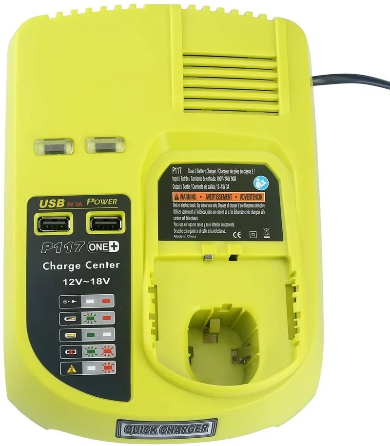 3A 12V-18V Lithium-Ion and Ni-Mh/Ni-Cd Replacement Charger for Ryobi ONE+ P104 P105 P107 P108 BCL1418 Rechargeable Battery