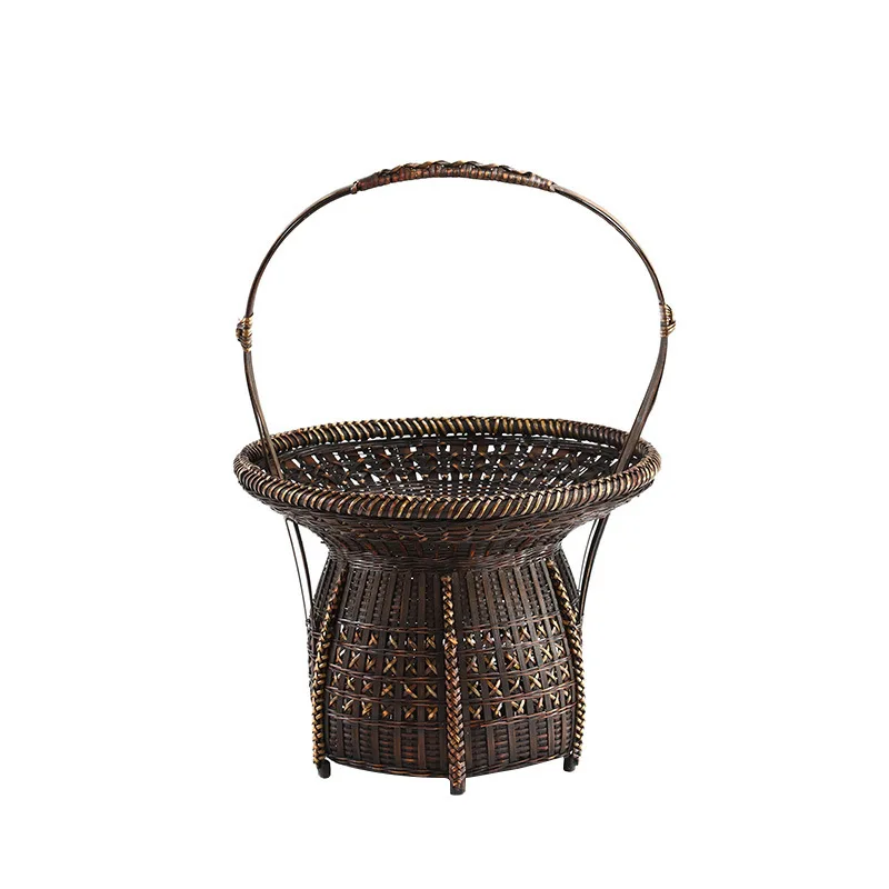 

Handmade bamboo flower weaving device Japanese style, living room entrance coffee table flower arrangement device,