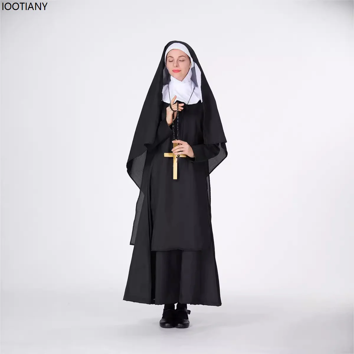 Robe d'Halloween Médiévale pour Femme Missionnaire, Tenue de Barrage, Église, Vierge Marie, Nonne Noire, Costume de Cosplay, ixde Carnaval, Mascotte Tim ade