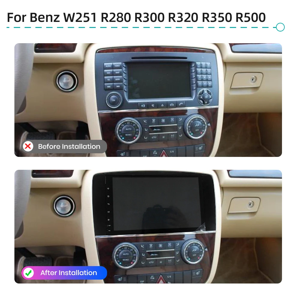 Android 12.0 GPS Navigation CarPlay 4G WiFi Car Multimedia Player Stereo Radio For Mercedes Benz W251 R280 R300 R320 R350 R500