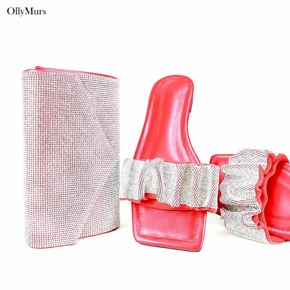 جديد وصول حجر الراين الأفريقي امرأة الأحذية والحقائب مجموعة النمط الإيطالي حذاء نسائي بكعب عالٍ مجموعة الحقائب حجم للحزب 38-42 #5