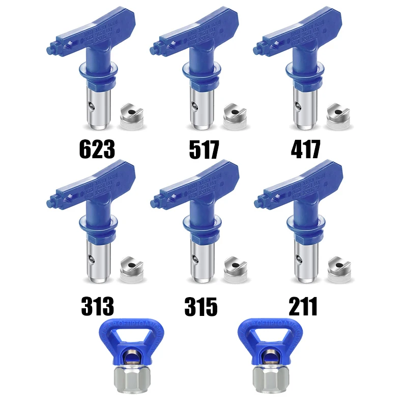 Azul Airless Pistola de Pulverização do Bocal Airbrush Dica para Home Garden Pintura Pulverizador Acabamento Fino Bico de Vedação 211 313 315 415 417 517