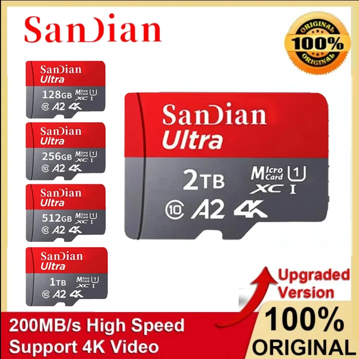 2TB SD Memory Card V30 128GB Micro TF/SD Card Class 10 High Speed Flash Memory Card 512GB 256GB SD Card For Camera Phone