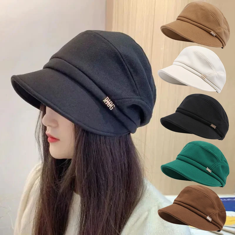 2023 New Women Newsboy Cabbie Beret Cap Cotton Soft Hat for Women Girls Warm Windproof Newsboy Hats Detective Hat with Brim