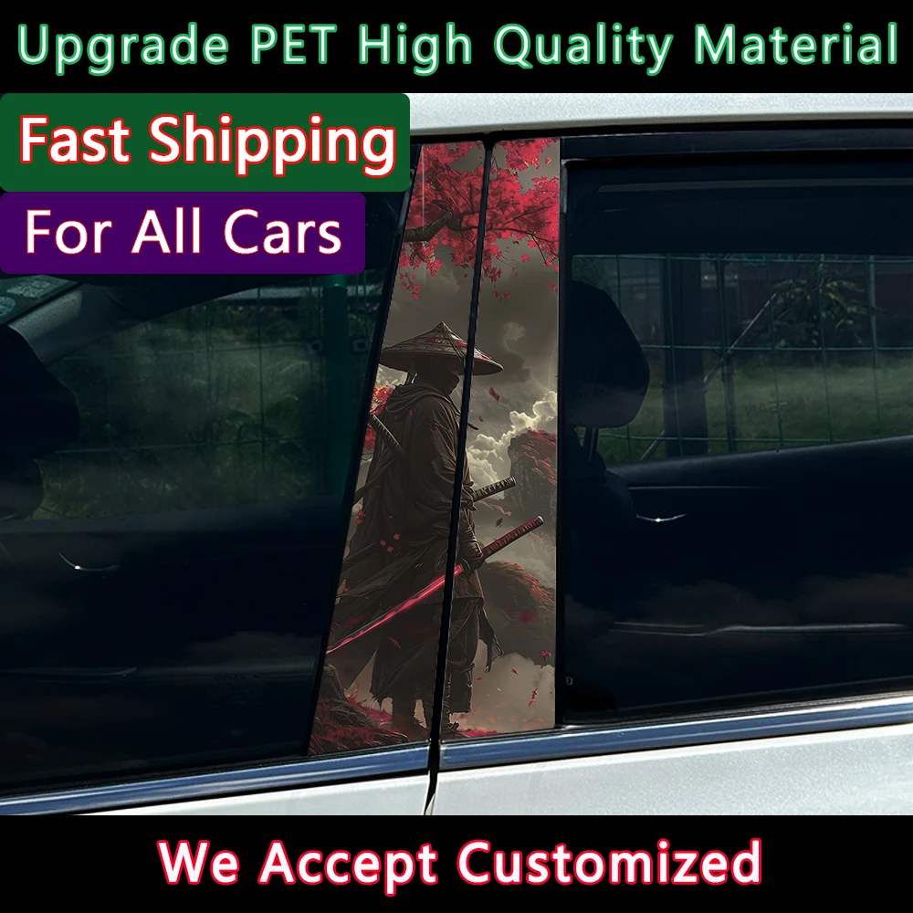 1PC/2PCS JDM Samurai Universal Car Stickers Auto B Pillar Waterproof Decoration DIY Car Doors Pillar Refit Car Styling Decals