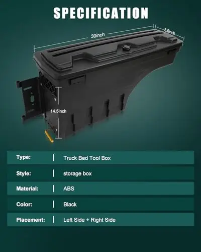 Truck Bed Tool Box for Chevrolet Silverado for GMC Sierra 2008-2019 Left & Right Side,Multi-Compartment Dividers Organized
