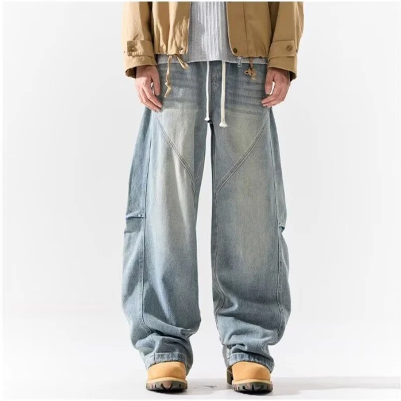 Vintage Men Straight Leg American Style Denim Pants Male Fashion Versatile Baggy Wide Leg Bootcut Jeans Hot Sale Trousers