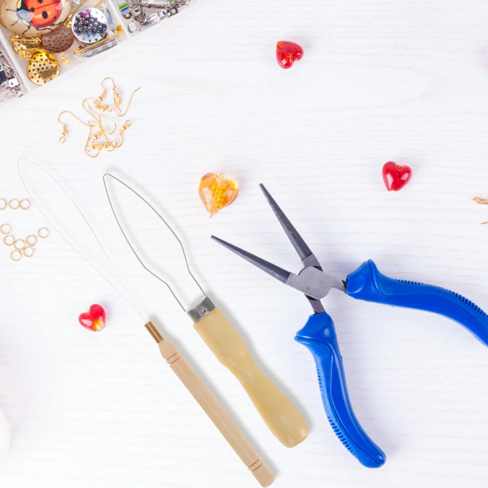 

5Pcs Portable Beading Needles DIY Bead Threader Elastic Wire Tightened Stretched Beaded Bowls Craft Making Tool