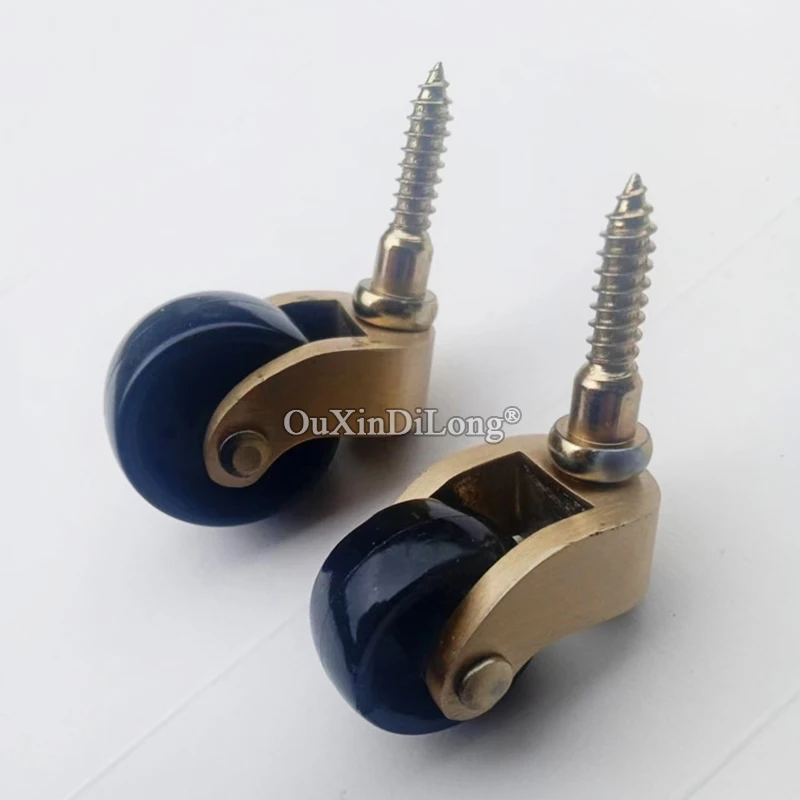 NEW 4PCS Brass+Rubber Silent Casters Wheels Table Chair Sofa Couch Furniture Castors 360° Swivel Rollers more care for Floor