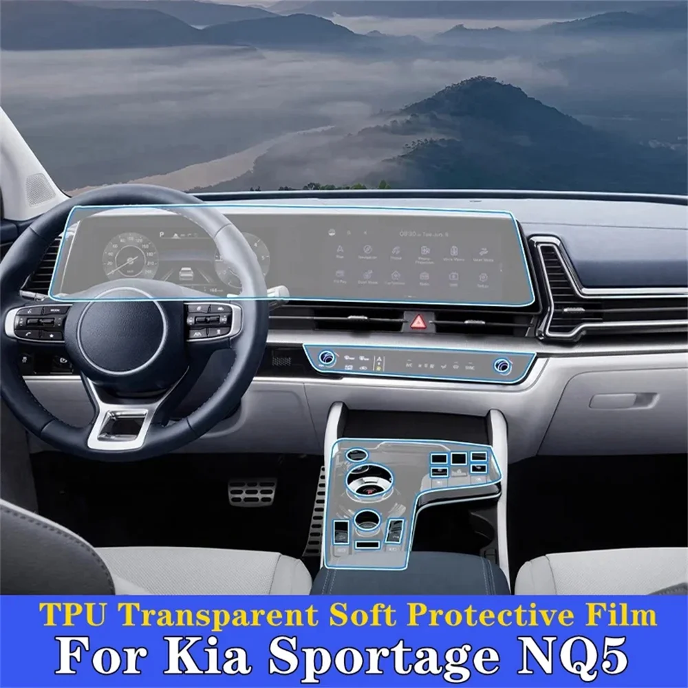For Kia Sportage NQ5 2022 2023 Car Interior Car Door Center Console Media Dashboard Navigation TPU Anti-scratch Protector Film