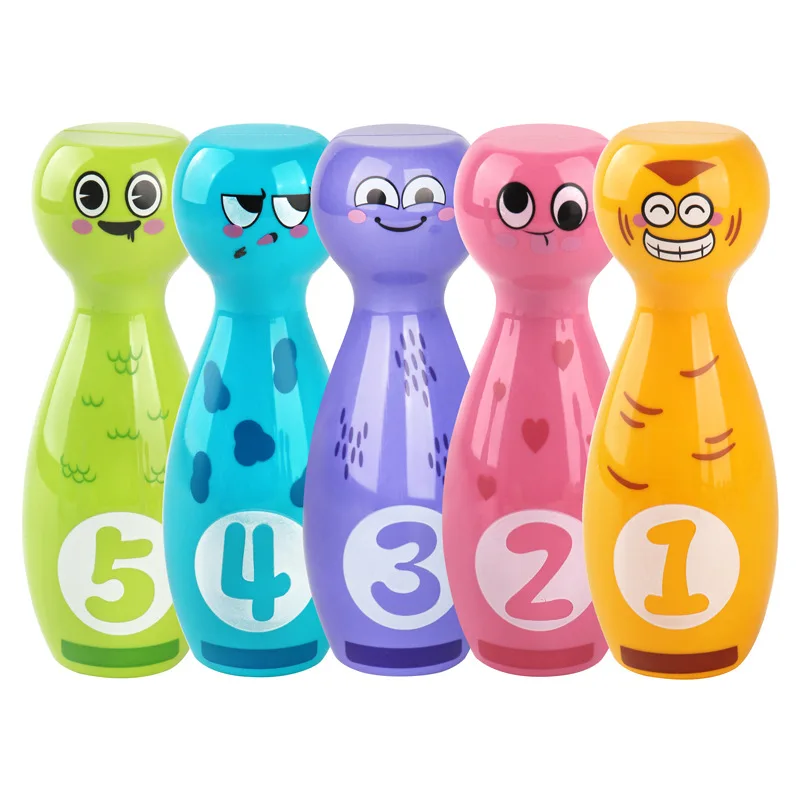 ชุดของเล่นกีฬาโบว์ลิ่งสำหรับเด็กพร้อมการแสดงอารมณ์การ์ตูนแสนสนุก กีฬาในร่มและกลางแจ้ง ของเล่นเสริมพัฒนาการเด็ก ของเล่นเสริมทักษะ ของขวัญ