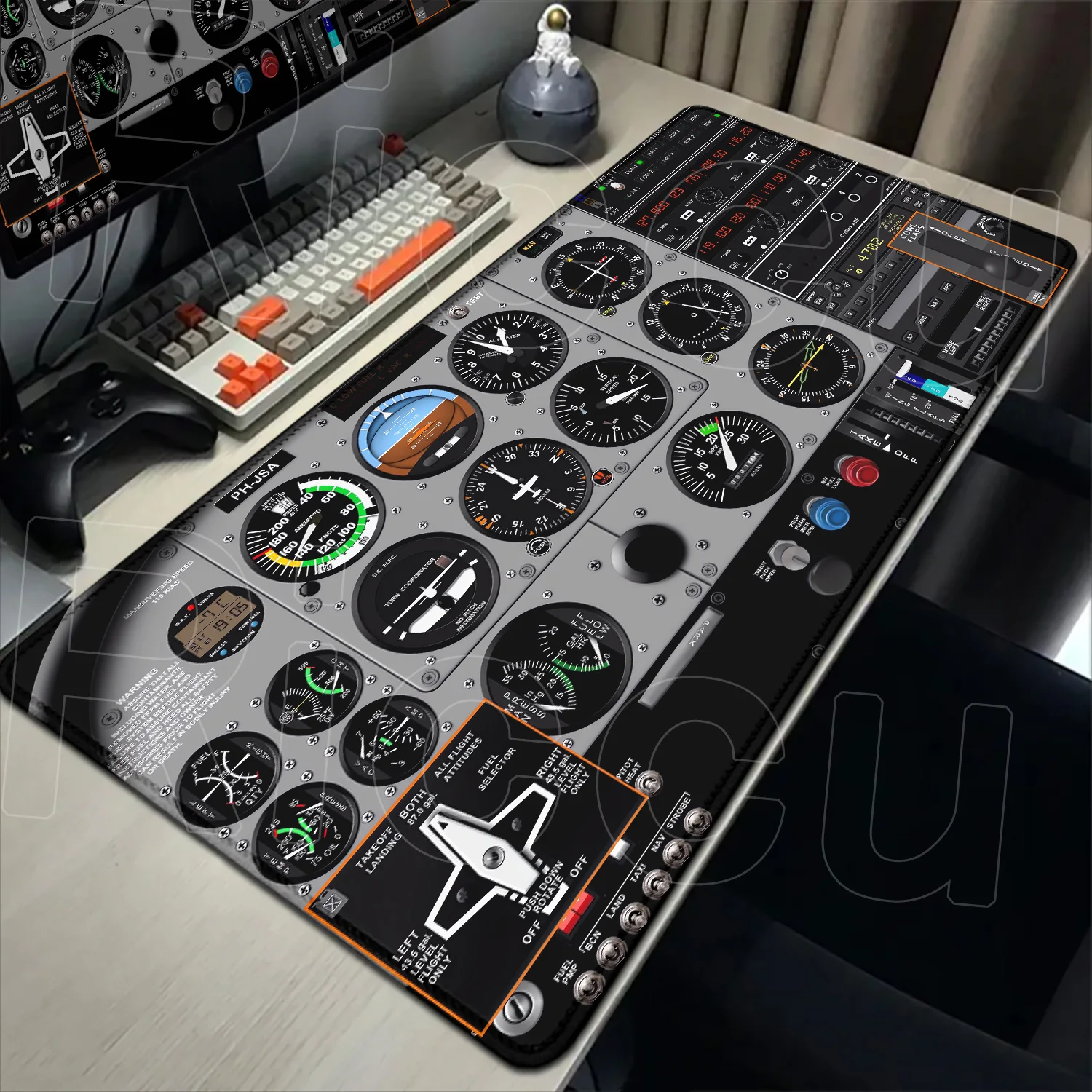 HD Airplane Speedometer Mouse Pads Plane Instrument Panel XXL Mousepad Non-slip Rubber Desk Mat Pc Gamer Deskmat Cockpit Playmat
