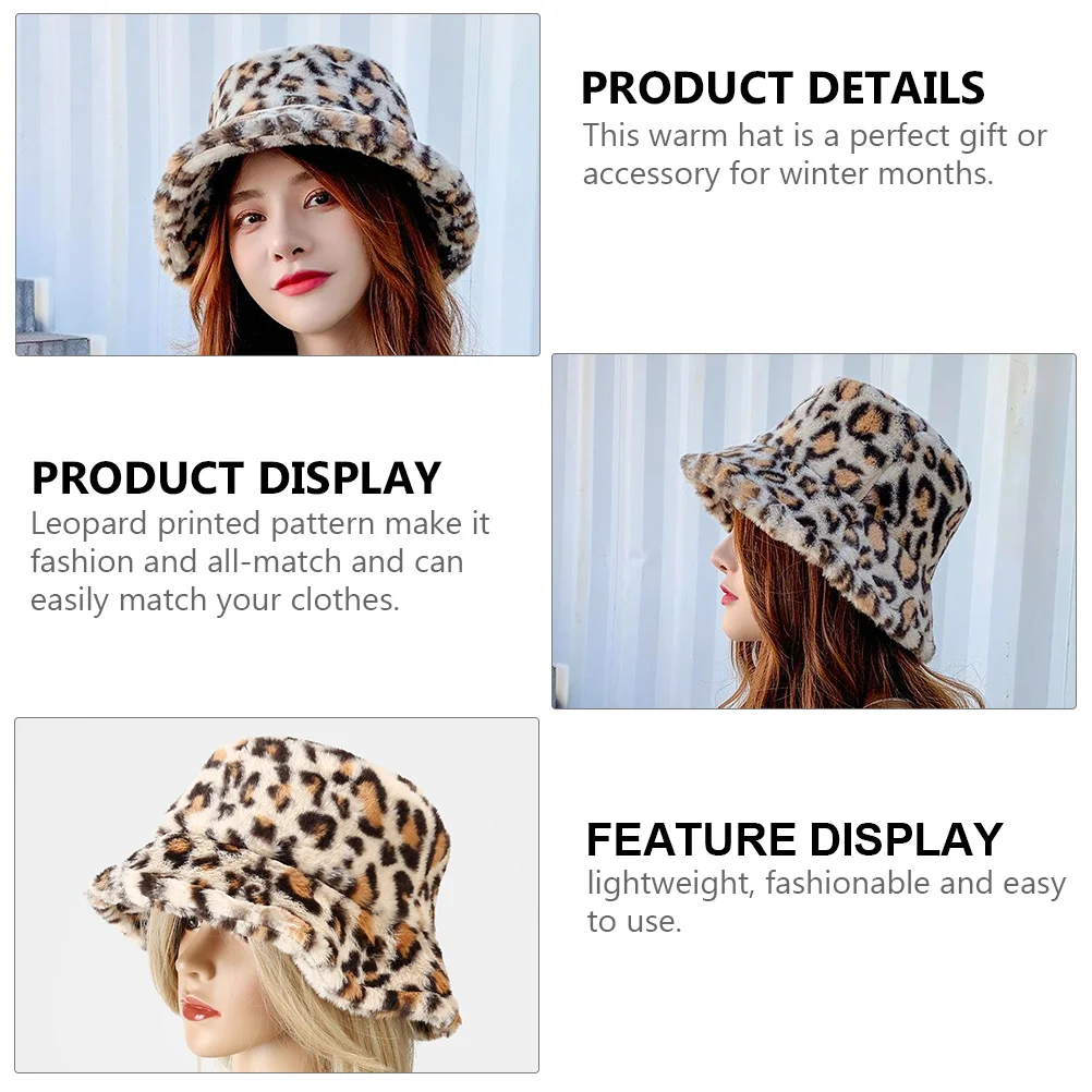 Commemorate Leopard Bucket Hat Woman Animals Cap Polyester Stuffed Cow Plush Fashion