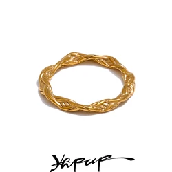 Yhpup 6789# Exquisite 18K PVD Plated Stainless Steel Metal Twisted Thin Minimalist Ring for Women Wholesale Attractive Jewelry