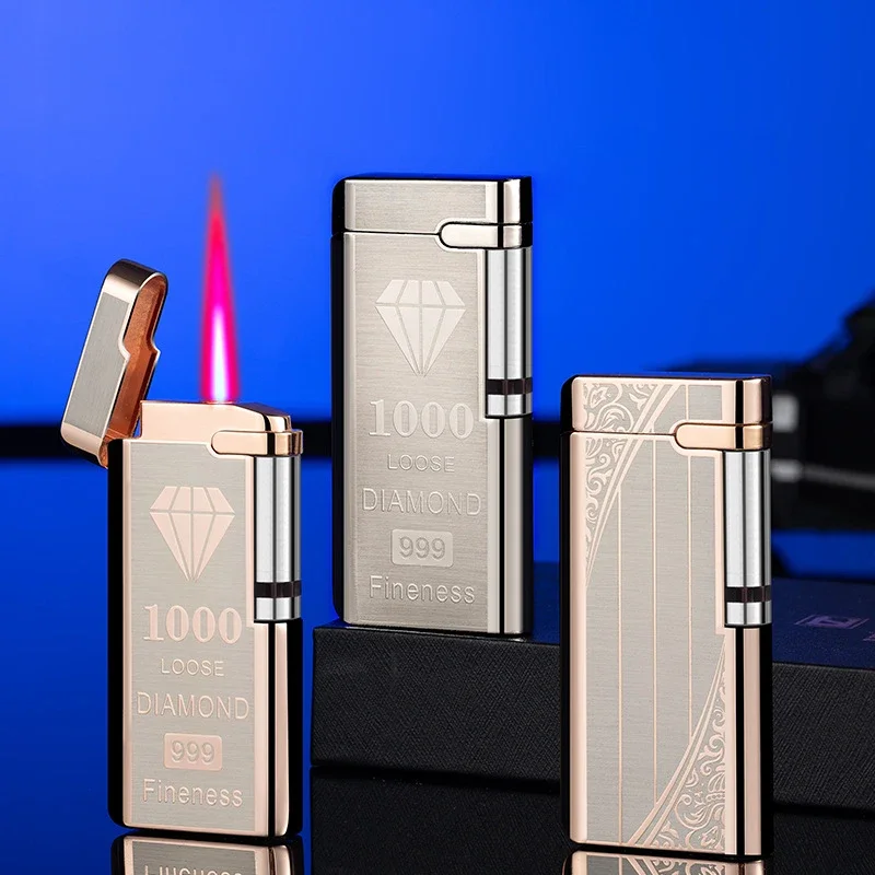 

2025 new mini butane gas lighter windproof touch-sensitive roller metal cigarette lighter men's unusual gadgets wholesale