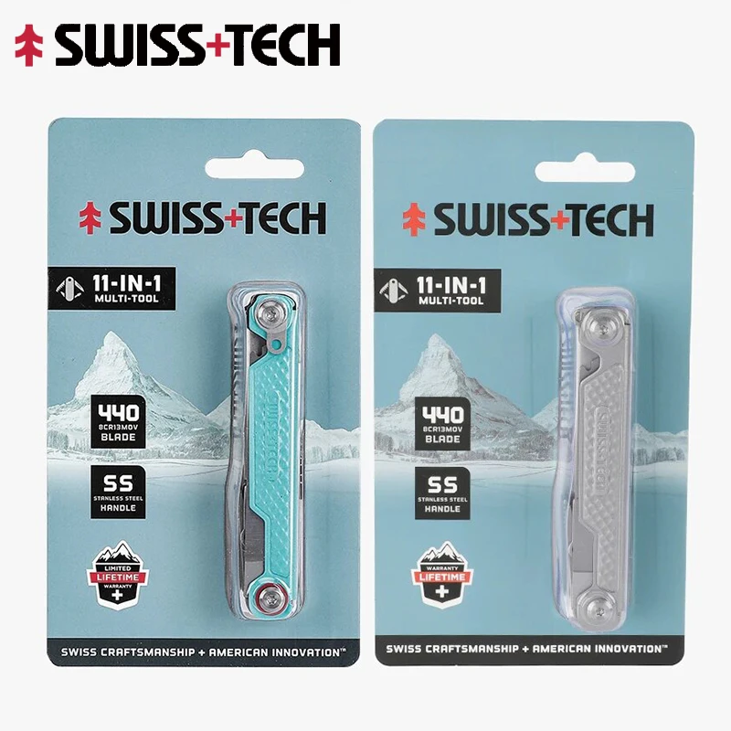 

SWISS TECH 11 in 1 Mini Multitool Folding Knife EDC Camping Survival Tools Outdoor Pocket Knife Scissors Portable Multi-tool