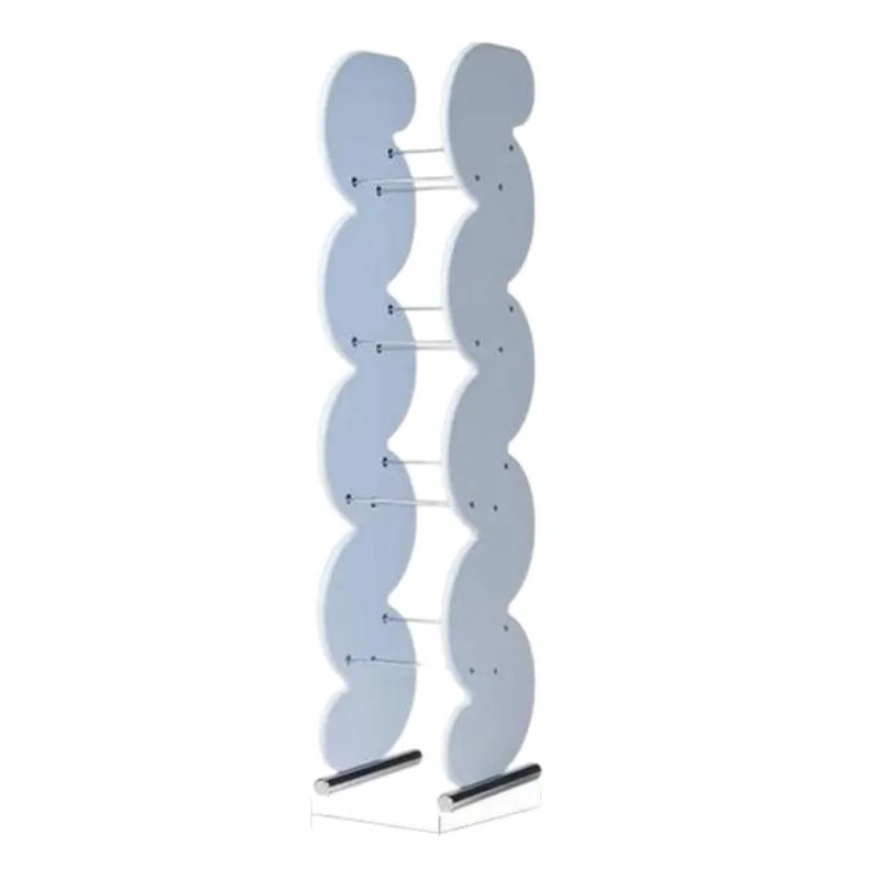Bauhaus wave bookshelf, home bedroom floor-to-ceiling living room creative dopamine stainless steel, shelf c