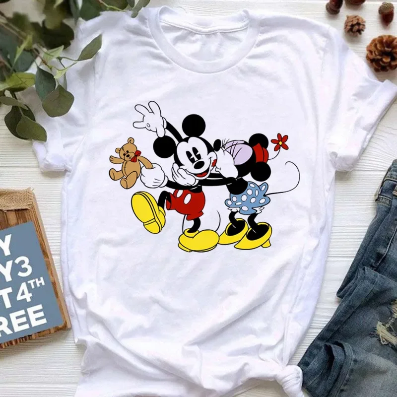 

New Summer Fairy Minnie Mouse Ladies Fun Mickey Print Cute Fashion Girls Clothing T-Shirt Casual Women's Tops Cartoon T-Shirt