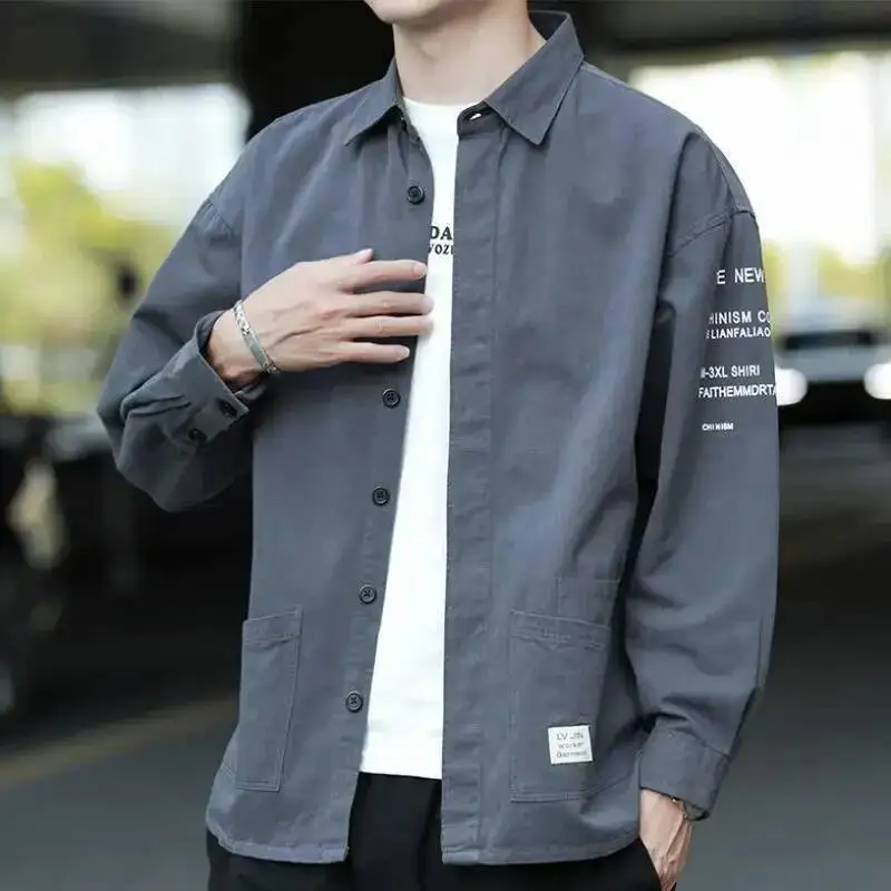

Wholesale Long Sleeve Men's Korean Style Solid Color Denim Work Shirt Loose Fit Jacket Casual Versatile Trendy Manufacture