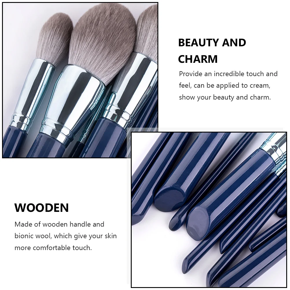 

11Pcs Brush Set for Women Daily Makeup Tools with Wood Handle Bionic Fibers Blending Powder Application Kit