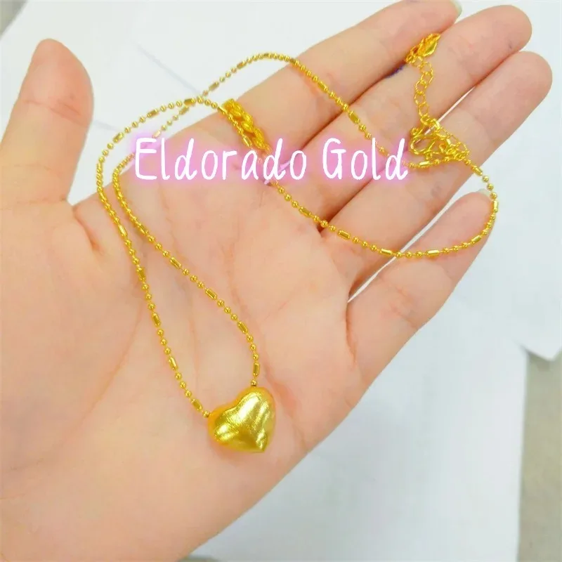 

Ожерелье Eldorado 2025: Высококачественное золотое украшение из настоящего золота 999 пробы (24 карата) с подвеской в виде сердца для женщин, цепочка на ключицы.