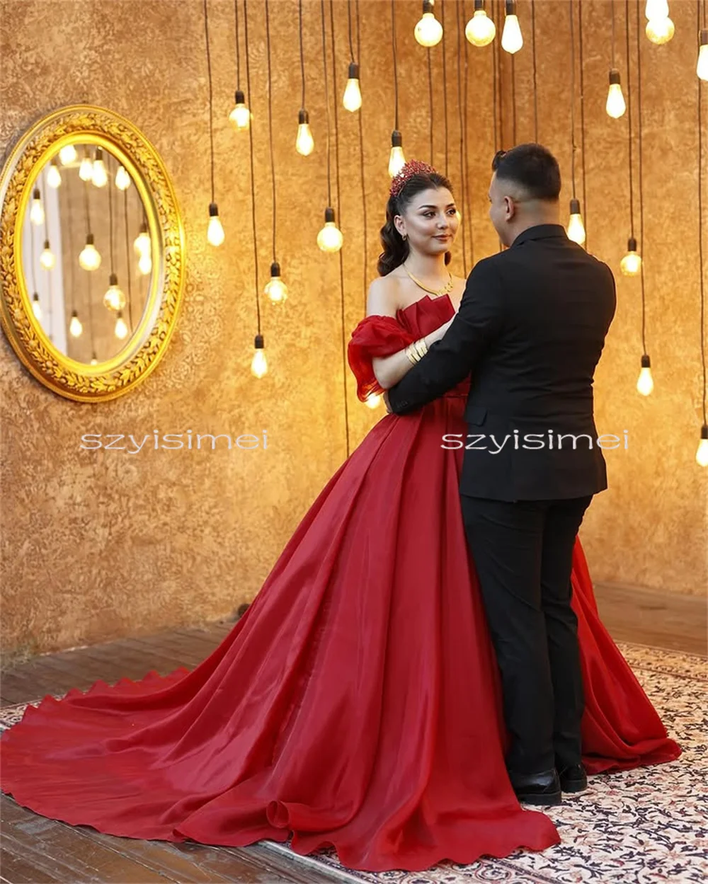 

A Line Wedding Gown For Women Sweetheart Customized Short Sleeves Wedding Dress Evening Bride Dresses vestido de noiva