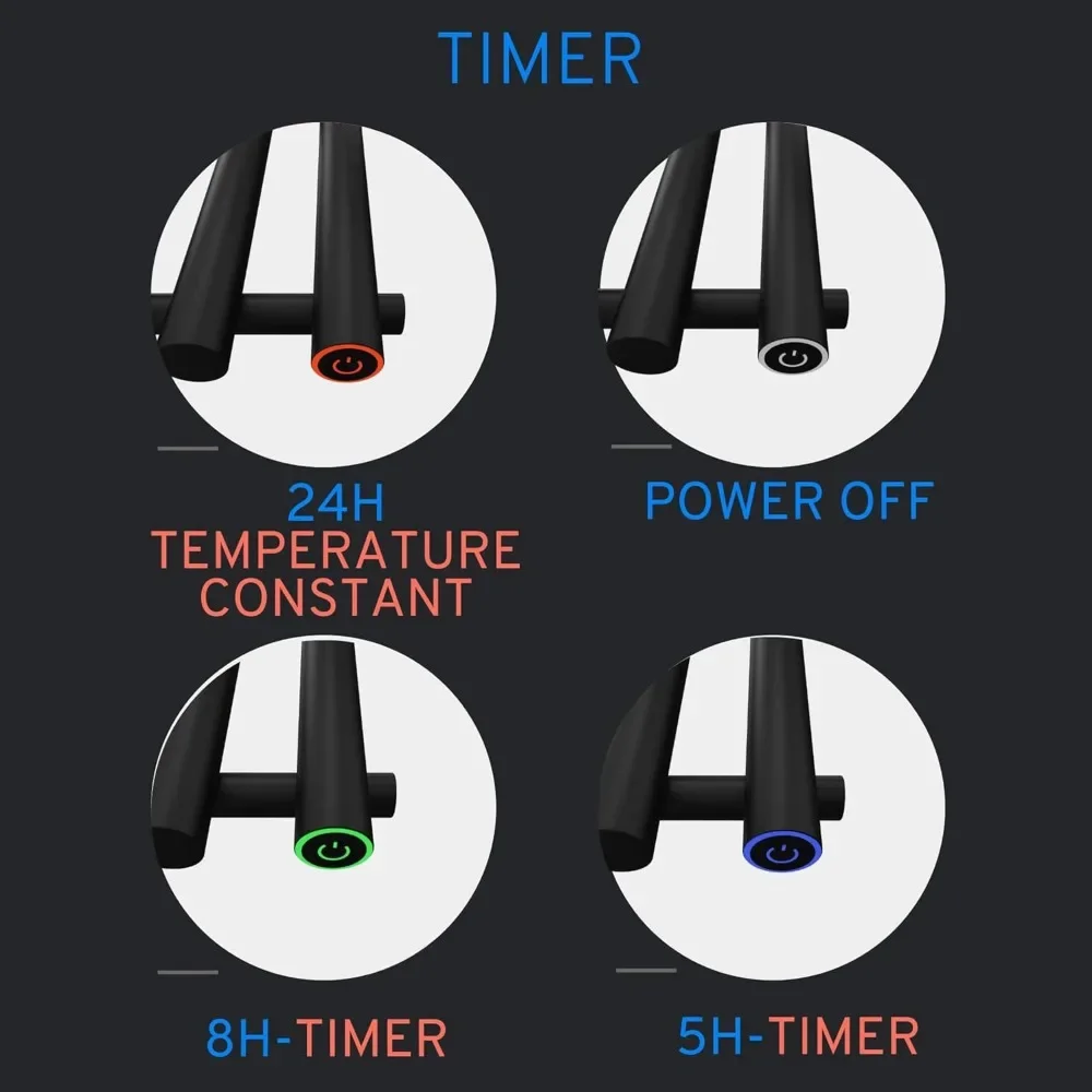 Вешалка для полотенец с подогревом, Полотенцесушитель с таймером, Настенная вешалка для полотенец для ванной комнаты, Вертикальный обогреватель для полотенец