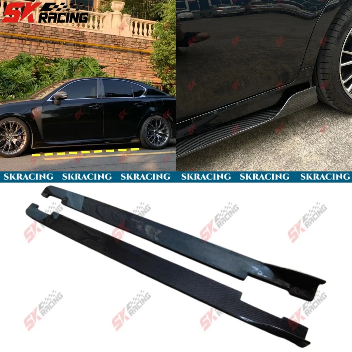 

Fits Lexus GS F Sedan 16-20 Forged/Carbon Fiber/Unpainted Side Skirts Extension