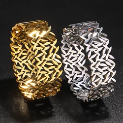 Greatera Gold/Sliver Color Men's Wide Cut Leaf Bracelet Fashion Hollow Leaf Design Lovers Open Bangle Jewelry Party For Women