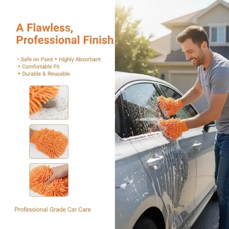 Coral Fleece Cleaning Gloves Super Soft Absorbent Perfect For Car Washing Home Kitchen Daily Cleaning
