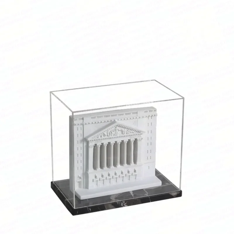 Modern Minimalist Marble Base Acrylic Cover Sculpture Relief Art Model for Living Room Study Home Decor Ornament Display