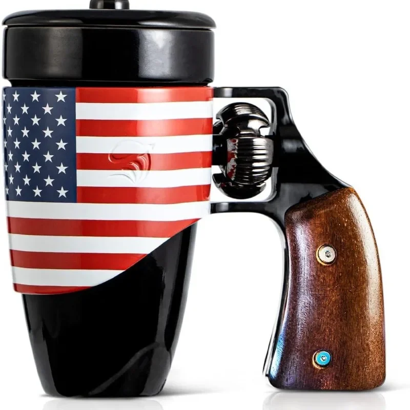 

Offee Mugs for Men, Ceramic Novelty Funny Gun Cup Revolver Mugs, Birthday Gifts for Father, Black Cool Unique Coffee Mug for Men
